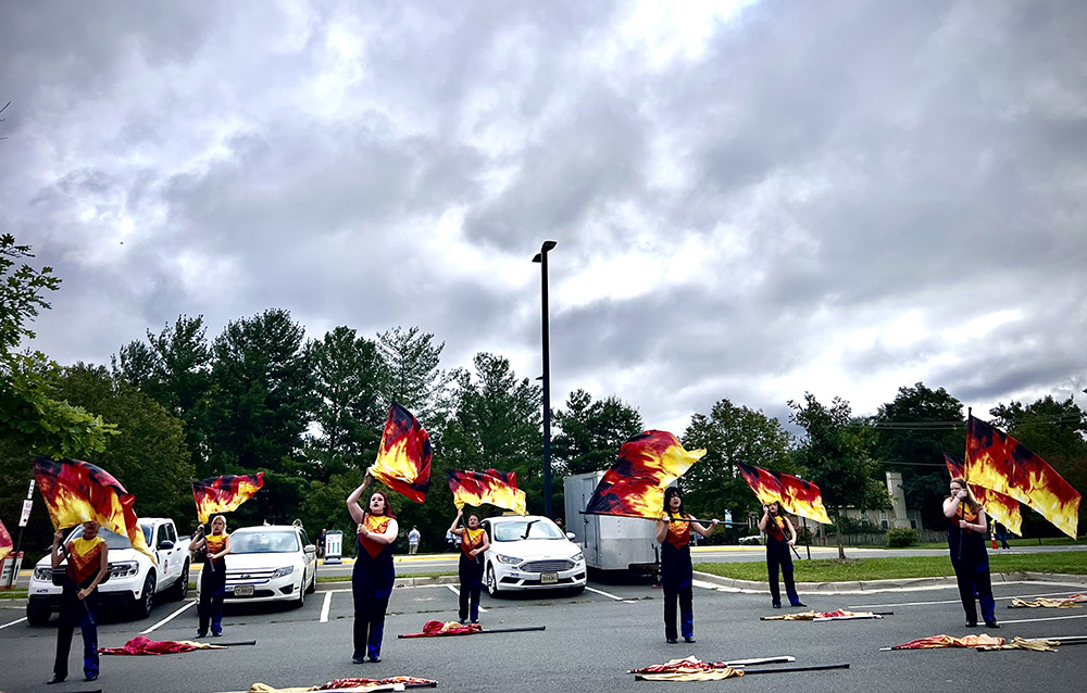 Park View High School Color Guard warming up